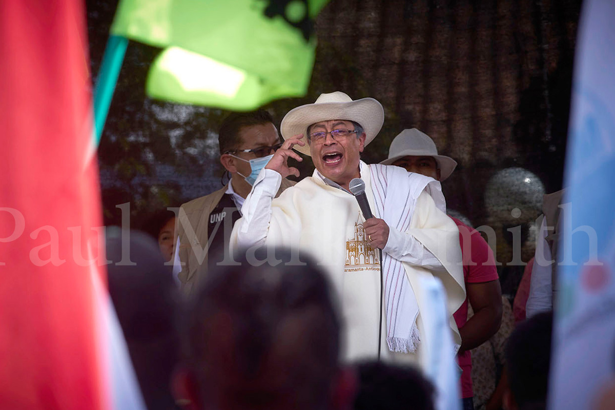 Gustavo petro talks passionately to surpporters